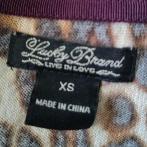 Lucky Brand Leopard Cardigan Brown Women's Size XSmall - Picture 4 of 4
